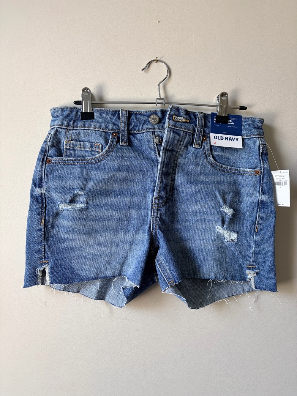Old Navy OG Straight 3” Inseam Blue Distressed Denim Women’s Shorts